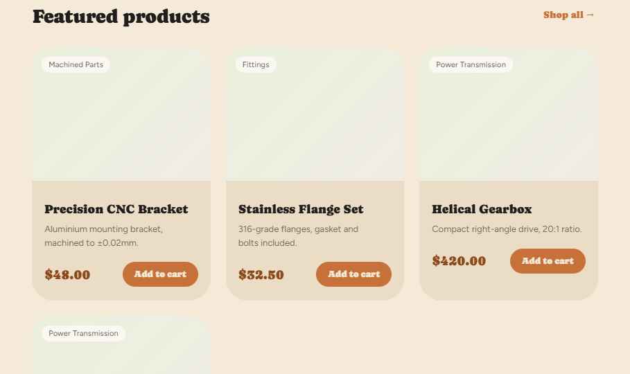 Featured products layout